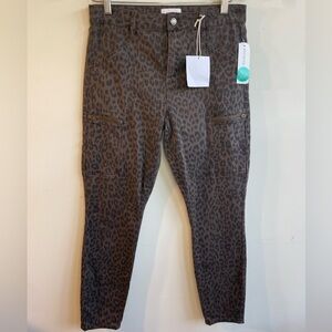 NWT Pistola|| Hannah Leopard Print Cargo Skinny Jeans Size 29 Brown Zip Pockets
